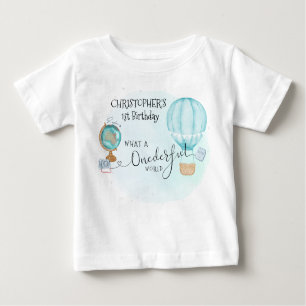 T-shirt Pour Bébé UN derry World Blue Hot Air Balloon 1er anniversai