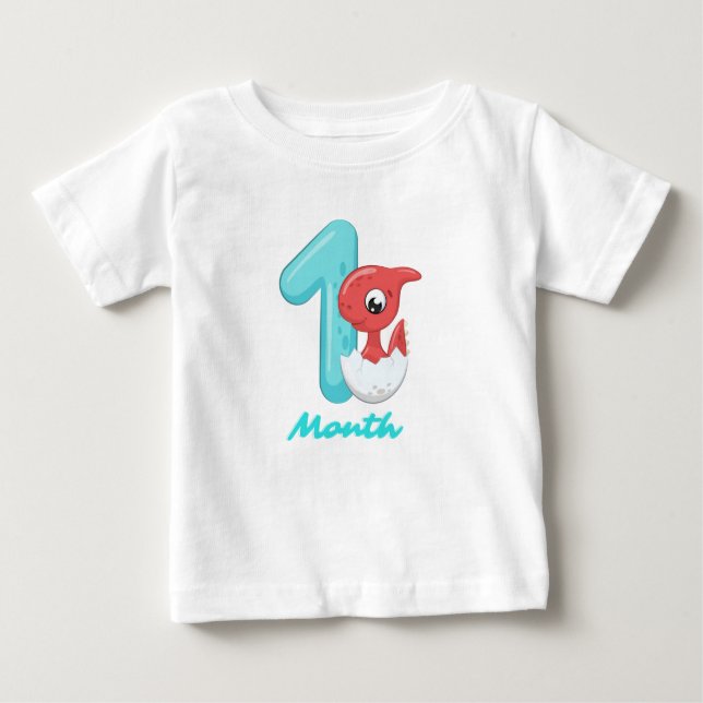 T-shirt Pour Bébé Un dinosaure mignon d'un mois (Devant)