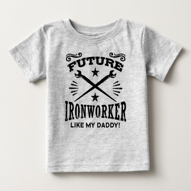 T-shirt Pour Bébé Un Futur Travailleur Du Fer Comme Mon Père (Devant)