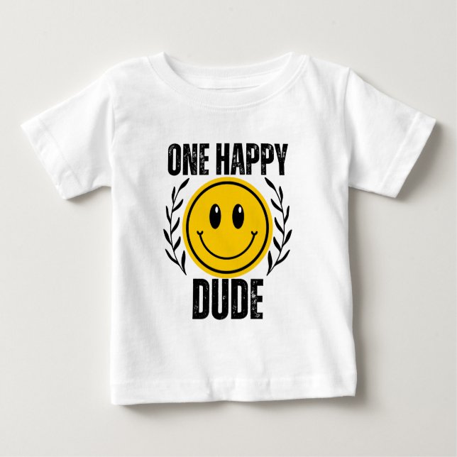 T-shirt Pour Bébé Un garçon heureux 1er anniversaire (Devant)