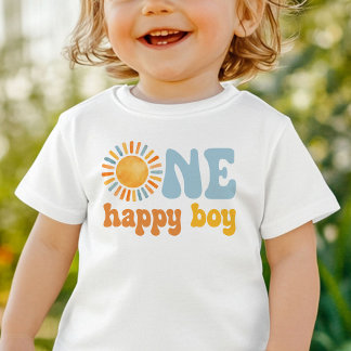 T-shirt Pour Bébé Un Garçon Heureux Sunshine 1er Anniversaire