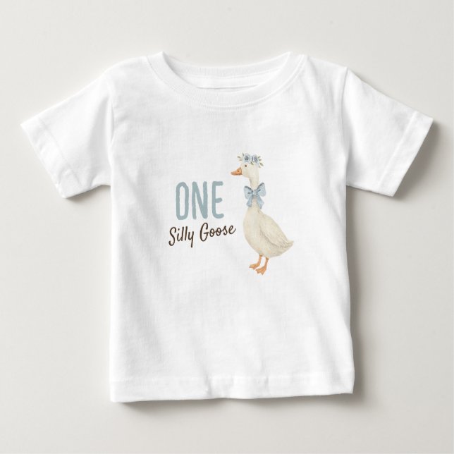 T-shirt Pour Bébé Un Garçon Silly Goose Premier anniversaire (Devant)