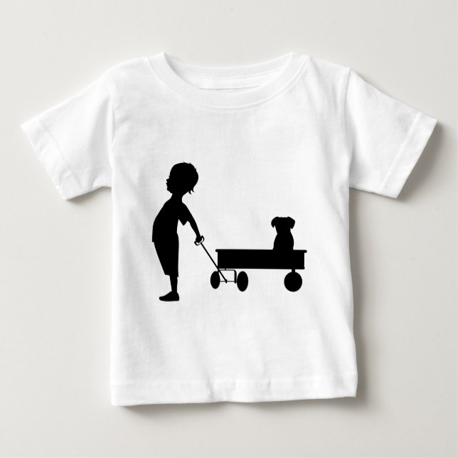 T-SHIRT POUR BÉBÉ UN GARÇON SON WAGON ET SON CHIEN (Devant)