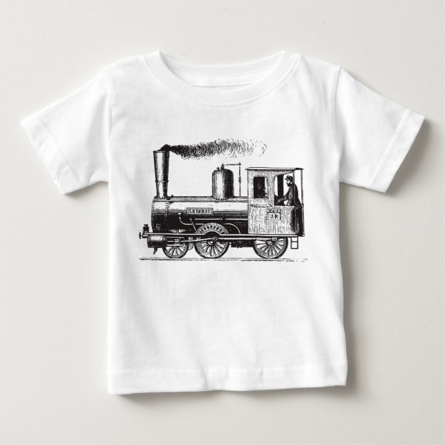 T-shirt Pour Bébé Un homme et son train - Noir (Devant)