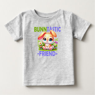 T-shirt Pour Bébé Un jeu de mot Bunntastic Friend. Caricature de lap