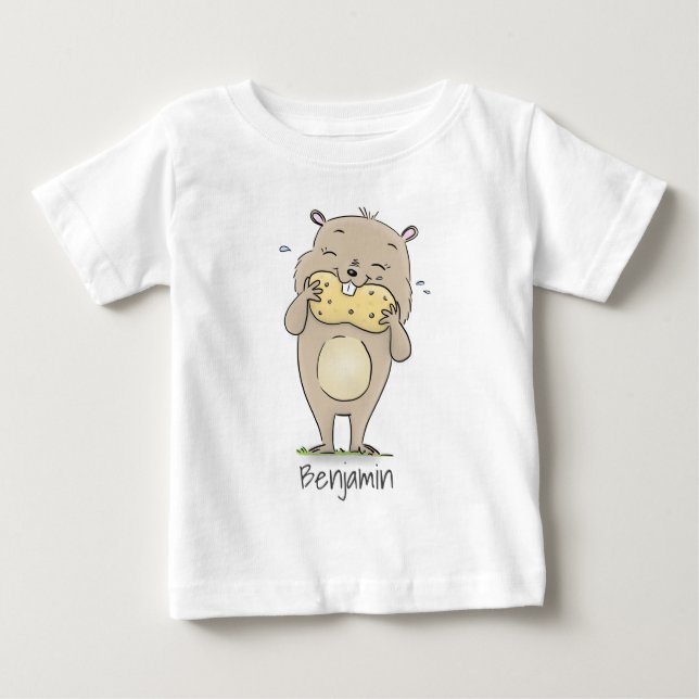 T-shirt Pour Bébé Un joli hamster souriant avec un dessin animé d'ar (Devant)