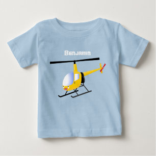 T-shirt Pour Bébé Un joli hélicoptère de dessin animé jaune