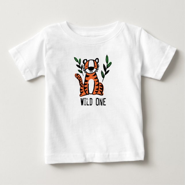 T-shirt Pour Bébé Un joli Tigre sauvage (Devant)