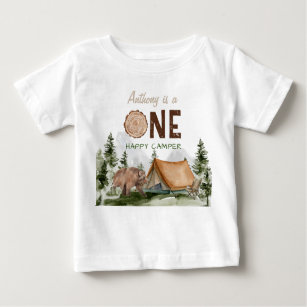 T-shirt Pour Bébé Un Joyeux Camper Mountain Forest Bear 1er annivers