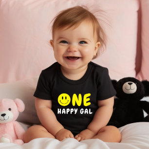 T-shirt Pour Bébé Un joyeux Gal 1er Anniversaire Smiley Jaune