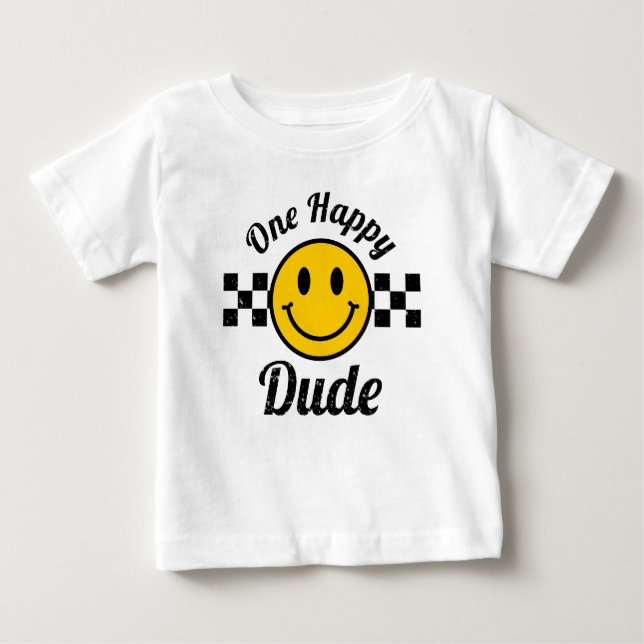 T-shirt Pour Bébé Un joyeux Mec Jaune Sourire Visage Anniversaire Co (Devant)