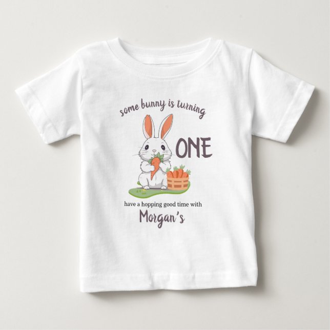 T-shirt Pour Bébé Un Lapin a un an Fille Garçon 1er Anniversaire (Devant)