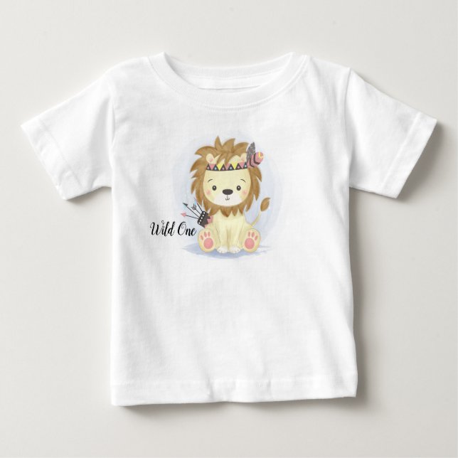 T-shirt Pour Bébé Un lion autochtone sauvage (Devant)