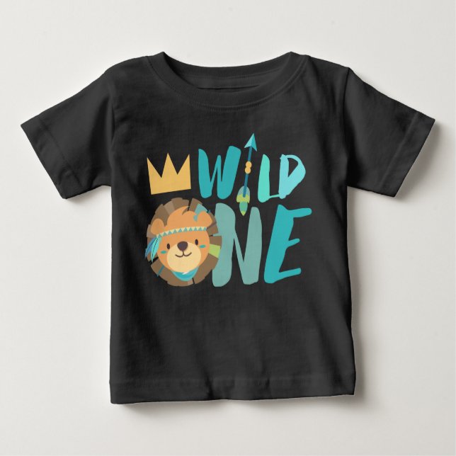 T-shirt Pour Bébé Un lion sauvage et une flèche | Boho | Âge d'un an (Devant)
