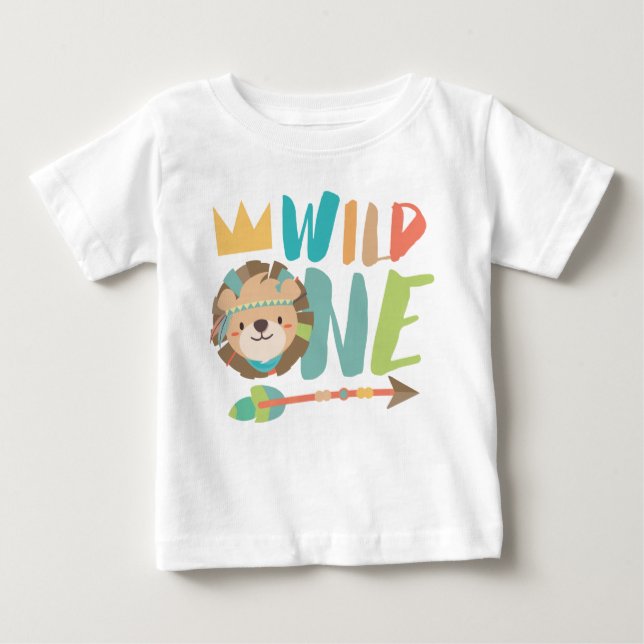 T-shirt Pour Bébé Un lion sauvage et une flèche | Boho | Âge d'un an (Devant)