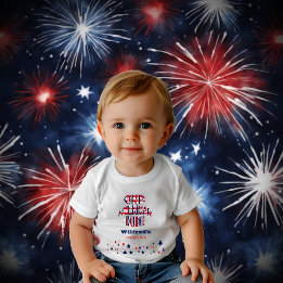 T-shirt Pour Bébé Un mec américain 4 juillet Anniversaire Bleu Blanc