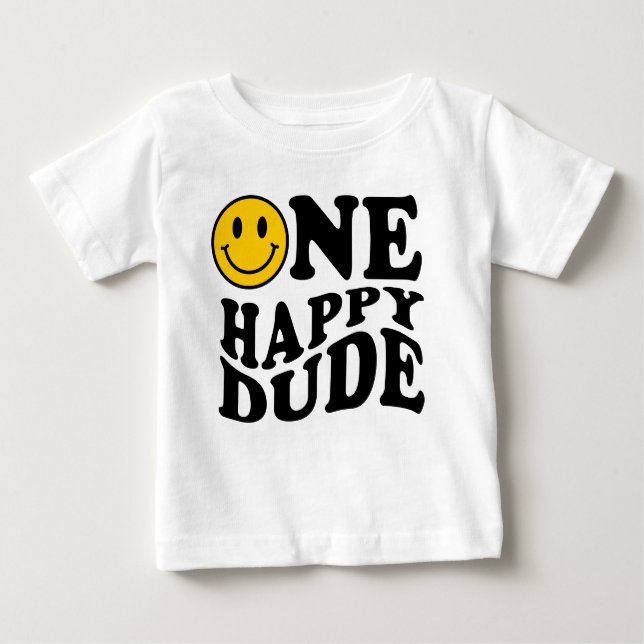 T-shirt Pour Bébé Un mec heureux | Preppy Smile Boy Premier annivers (Devant)
