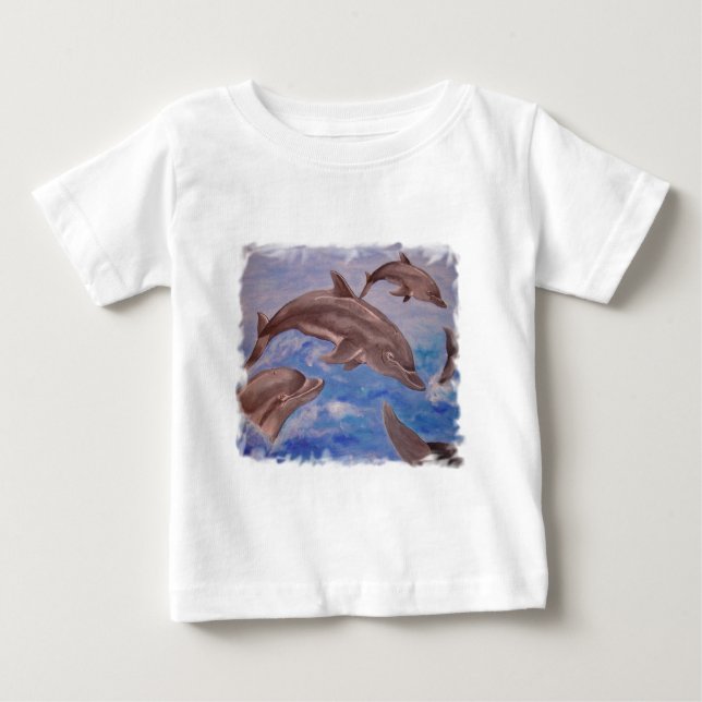 T-shirt Pour Bébé Un morceau de dauphins de saut (Devant)