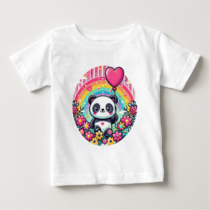 T-shirt Pour Bébé Un panda avec un cœur