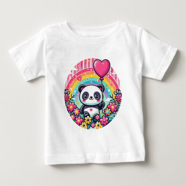 T-shirt Pour Bébé Un panda avec un cœur (Devant)