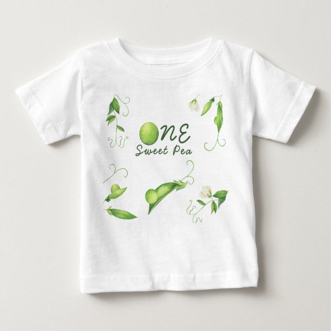 T-shirt Pour Bébé Un pois doux premier anniversaire (Devant)
