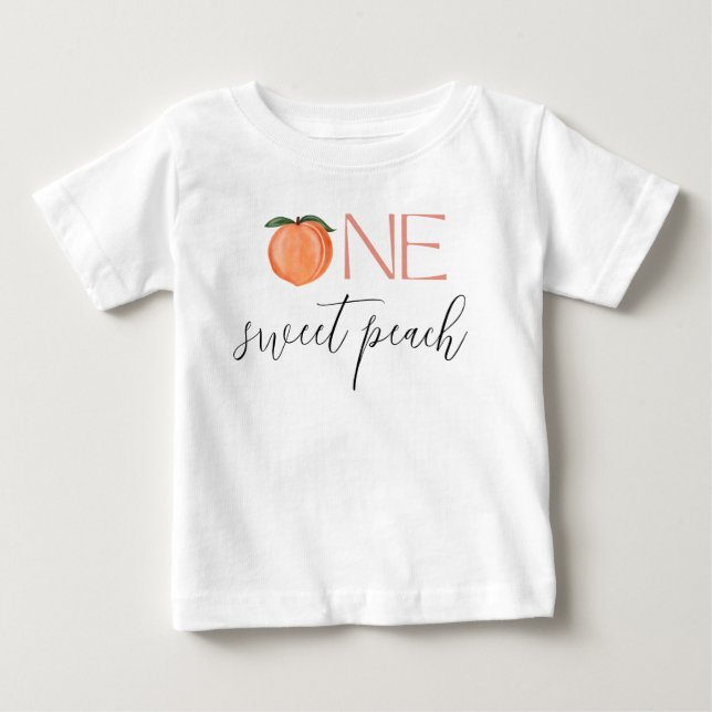 T-shirt Pour Bébé Un Premier Anniversaire Doux Pêche (Devant)