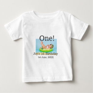 T-shirt Pour Bébé Un premier anniversaire photo moderne ajouter nom 