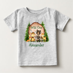 T-shirt Pour Bébé Un premier anniversaire sauvage Forêt rustique Ani