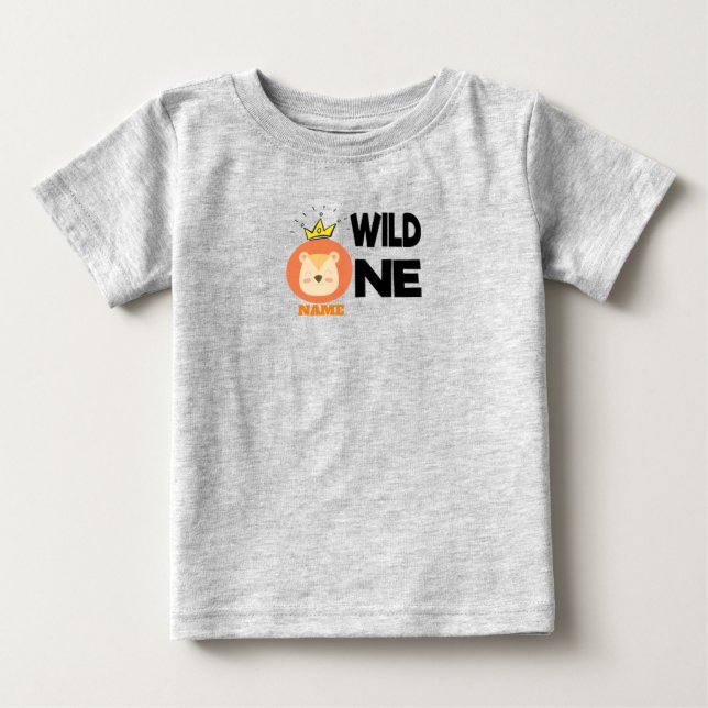 T-shirt Pour Bébé un premier anniversaire sauvage - un lion sauvage  (Devant)