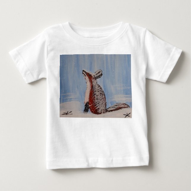 T-shirt Pour Bébé Un renard dans la forêt enneigée (Devant)