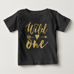 T-shirt Pour Bébé Un sauvage   1er anniversaire Noir & Golden