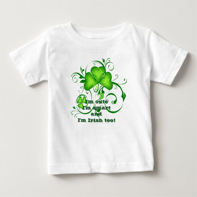 T-shirt Pour Bébé Un shamrock irlandais dit : (Devant)