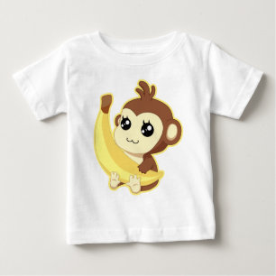 T-shirt Pour Bébé Un singe très mignon et de kawaii tenant une