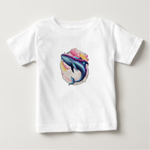T-shirt Pour Bébé Une baleine nageant dans l'espace