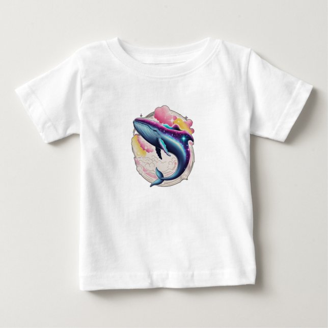 T-shirt Pour Bébé Une baleine nageant dans l'espace (Devant)