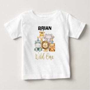 T-shirt Pour Bébé Une chemise d'anniversaire sauvage d'animal sauvag