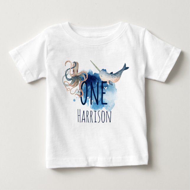 T-shirt Pour Bébé Une chemise d'anniversaire sous la mer (Devant)