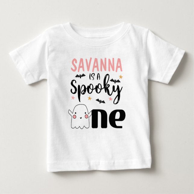 T-shirt Pour Bébé Une Éffrayante chemise d'Halloween 1er anniversair (Devant)