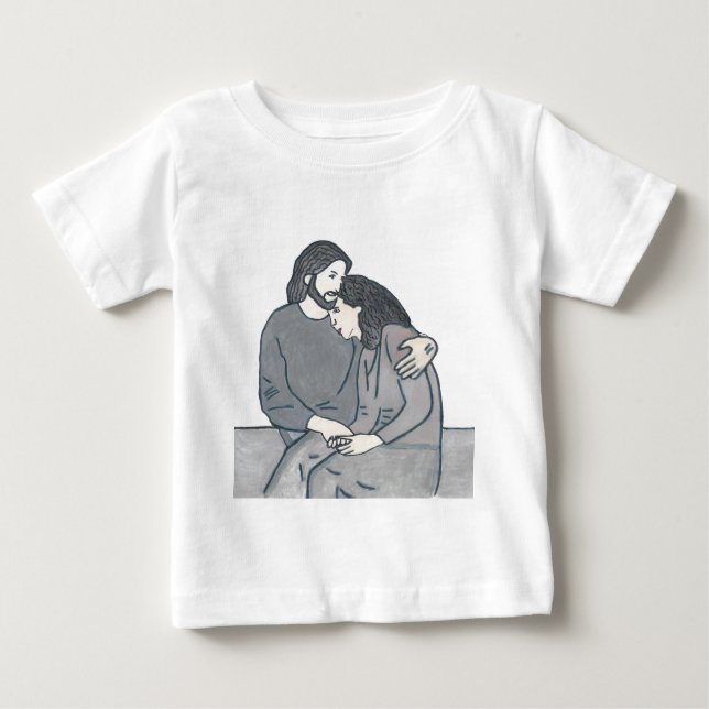 T-shirt Pour Bébé Une femme solitaire rencontre Dieu (Devant)