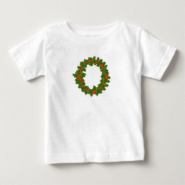 T-shirt Pour Bébé Une joyeuse couronne de Noël (Devant)
