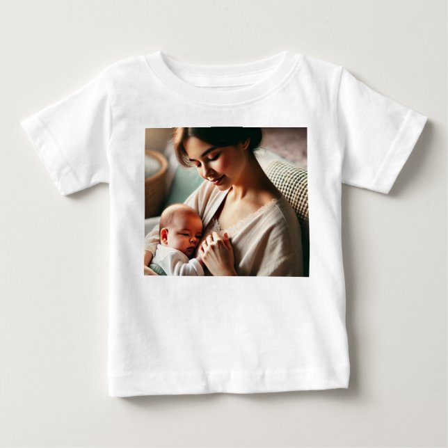 T-shirt Pour Bébé Une mère câlinant son bébé (Devant)