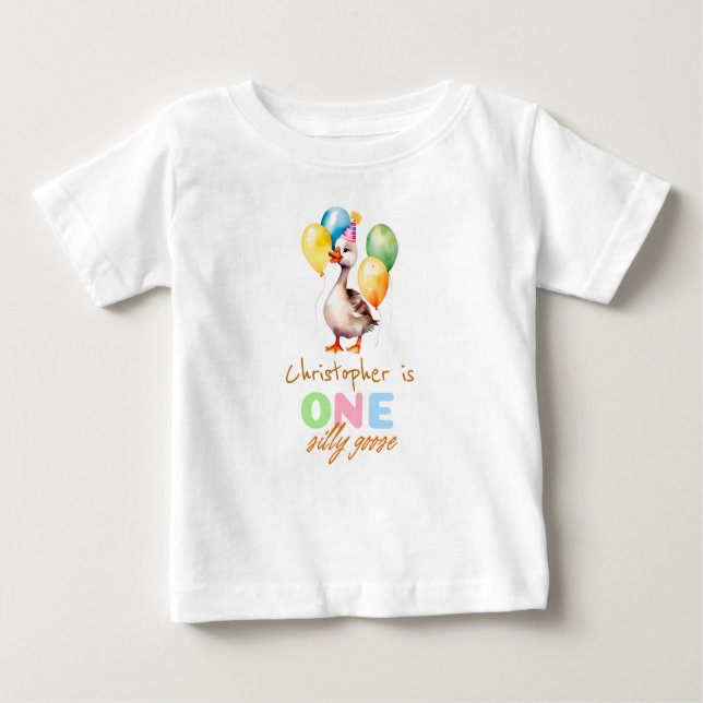 T-shirt Pour Bébé Une oie stupide Genre Neutre 1er Anniversaire (Devant)