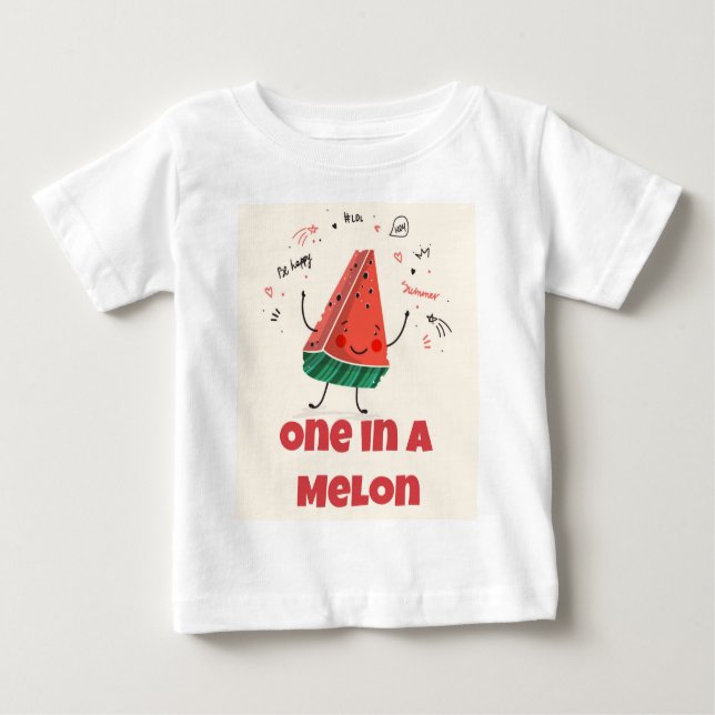 T-shirt Pour Bébé Une pastèque - Conception pastèque + Dos heureux (Devant)