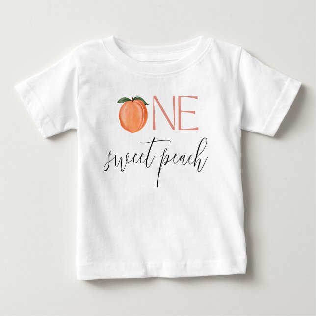 T-shirt Pour Bébé Une Pêche Douce Premier anniversaire (Devant)