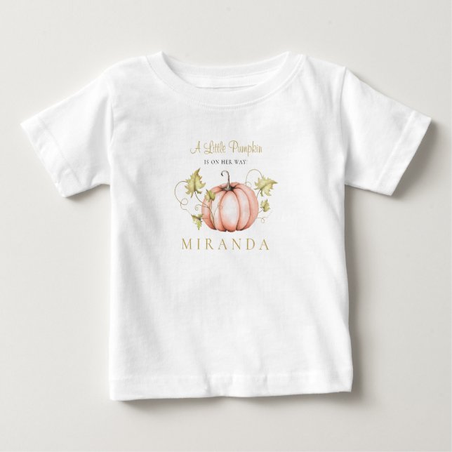 T-shirt Pour Bébé Une petite aquarelle Baby shower Citrouille (Devant)