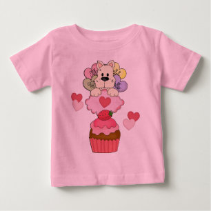 T-shirt Pour Bébé Une Valentines de marionnettes de cupcake