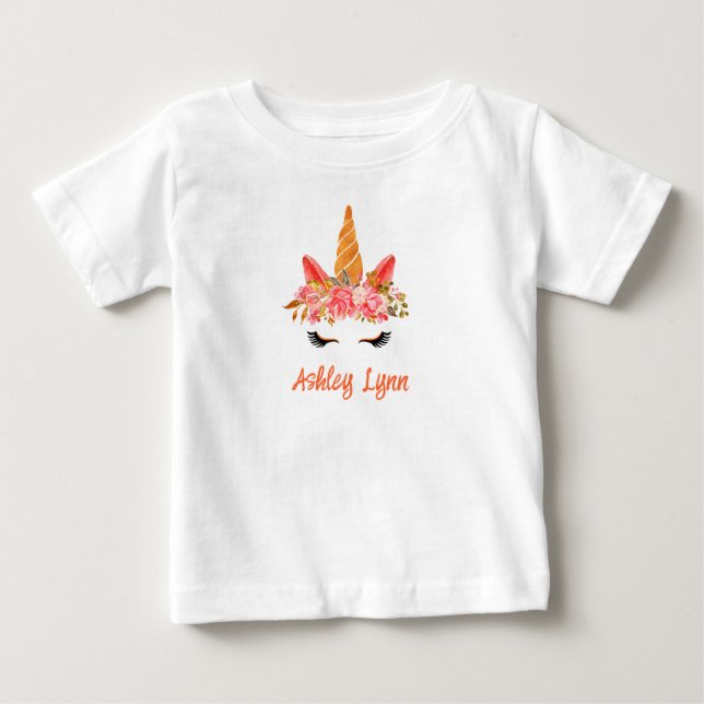 T-shirt Pour Bébé Unicorn Citrouille de récolte d'automne (Devant)