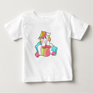 T-shirt Pour Bébé Unicorn shy with Pillow