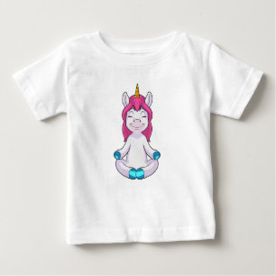 T-shirt Pour Bébé Unicorne à Meditate en position assise