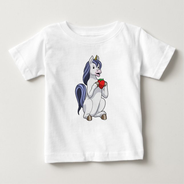T-shirt Pour Bébé Unicorne aux fruits de fraise (Devant)